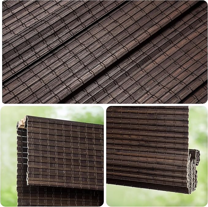 LazBlinds Cordless Bamboo Roman Shades, Privacy Blinds - Image 3