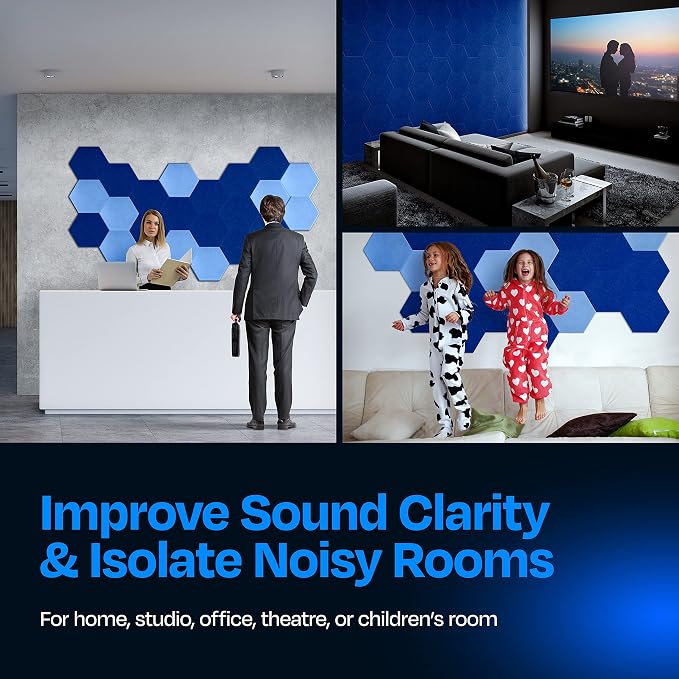 Acoustic Panels 12-Pack Soundproof Wall Panels 14"X12.1"X0.4" Sound Panels High - Image 4