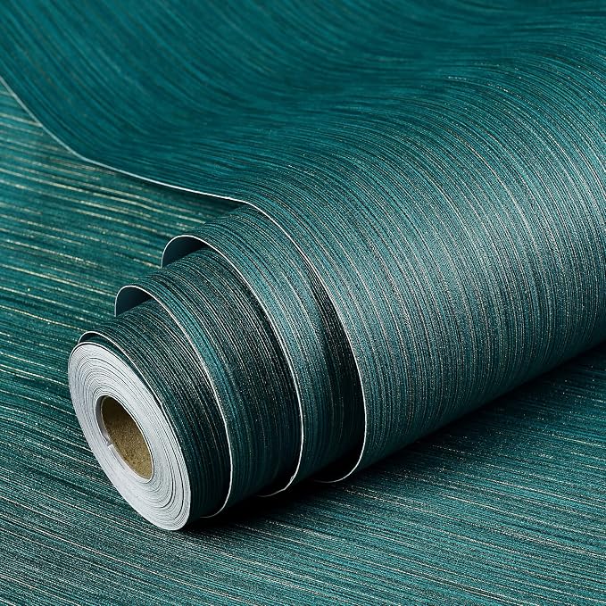 Haimin Grasscloth Wallpaper Textured 24in X 393in Fabric Contact Paper Teal - Image 6