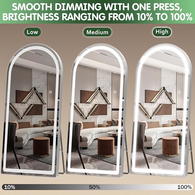 FENNIO Full Length Mirror with Lights, Free Standing Lighted Floor Mirror - Image 3