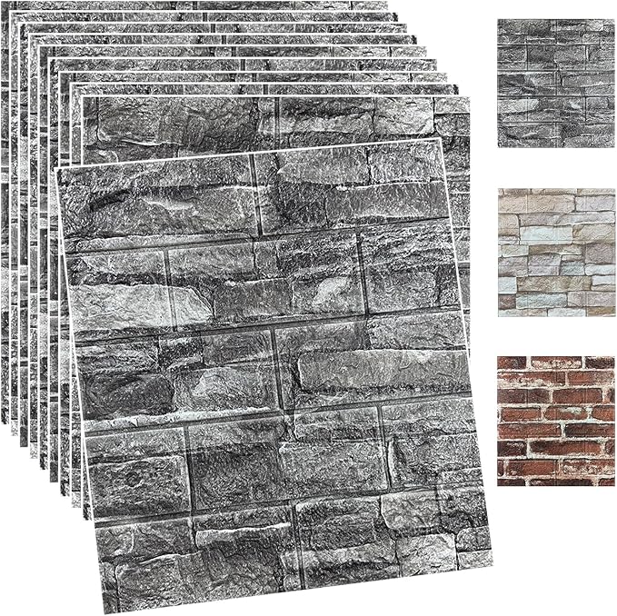 20PCS 3D Wall Panels Peel and Stick Foam 3D Brick Wallpaper Peel and Stick by YULI3DH