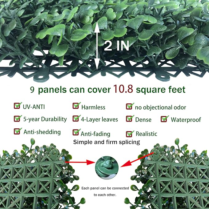 ODTORY Artificial Grass Wall Panels Backdrop: 40"x40" UV-Anti New Bottom Plate - Image 3