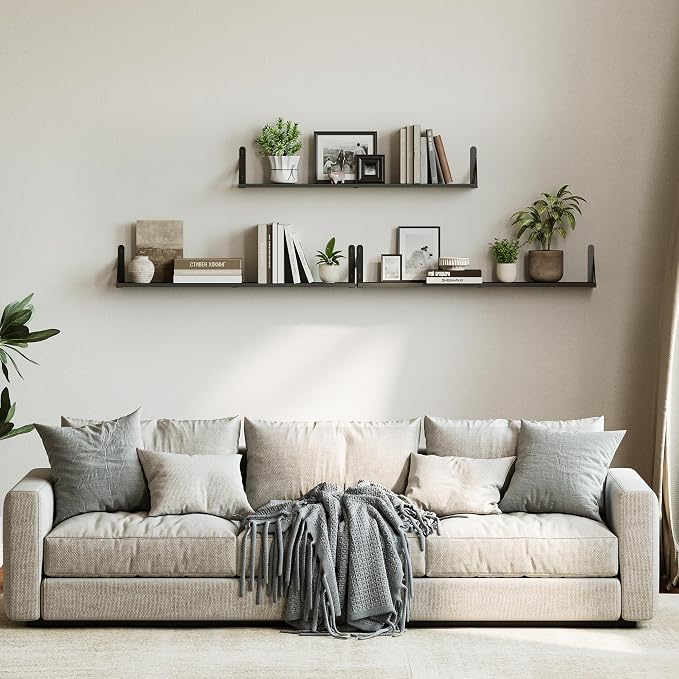 WOPITUES Floating Shelves for Wall 32″W x 8″D, Long Wall Mounted Shelves Set of - Image 2