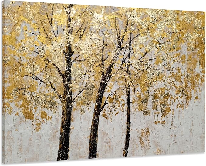 Yihui Arts Tree Painting with Gold Foil by YihuiArts