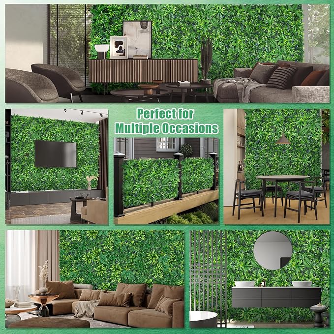 Yangrass 12pcs 20''x20'' Grass Wall Panels, Artificial Hedge Panels Greenery - Image 4