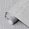 Grey Grasscloth Peel and Stick Wallpaper 17.3"x160" Faux Linen Textured Contact by Uooar