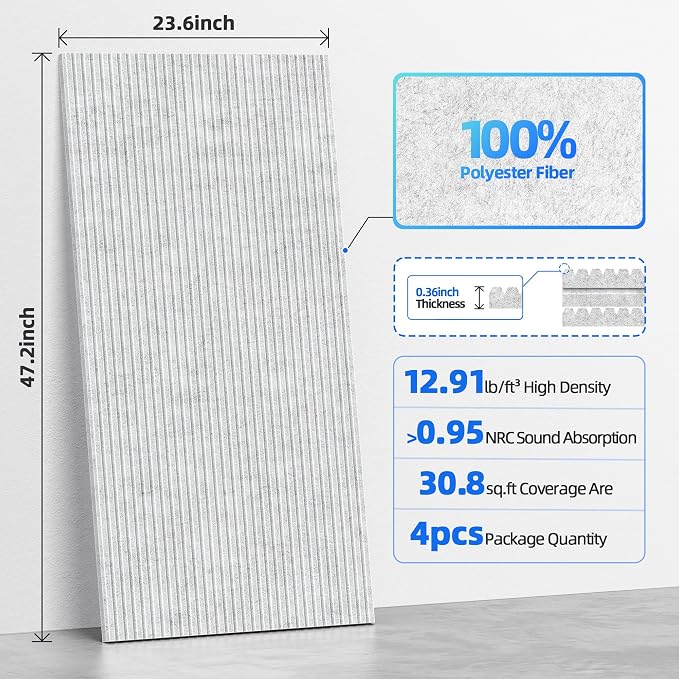 4 Pack Large Acoustic Panels Sound Absorbing - Image 6
