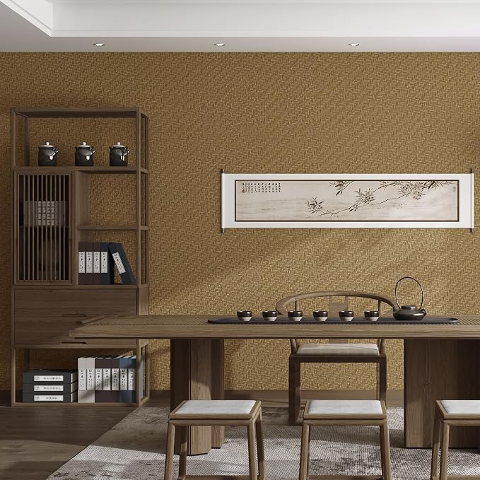 Haimin Fabric Wallpaper Textured Contact Paper Grasscloth Peel and Stick Faux - Image 6