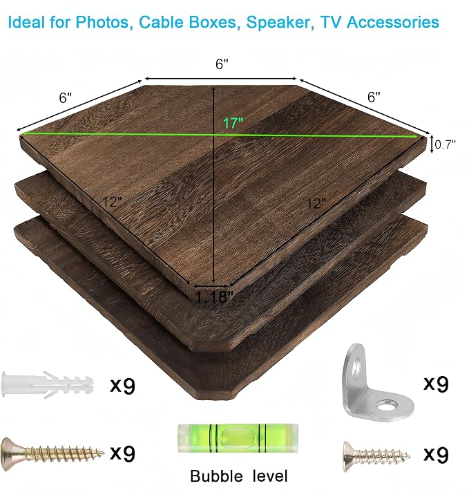 Joiishom Wood Corner Wall Shelves Set of 2, Solid Wood Corner Floating Shelves - Image 3