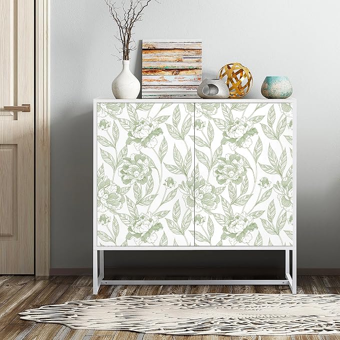 Timeet Peel and Stick Wallpaper Green Floral Wall Paper - Image 7