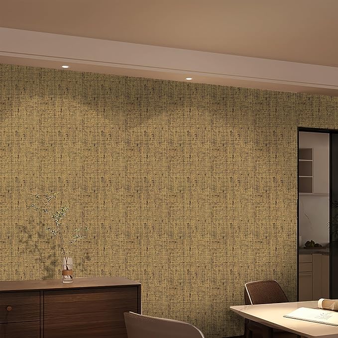 15.75"x393.7" Brown Wallpaper Peel and Stick Removable Grasscloth Textured Wall - Image 4