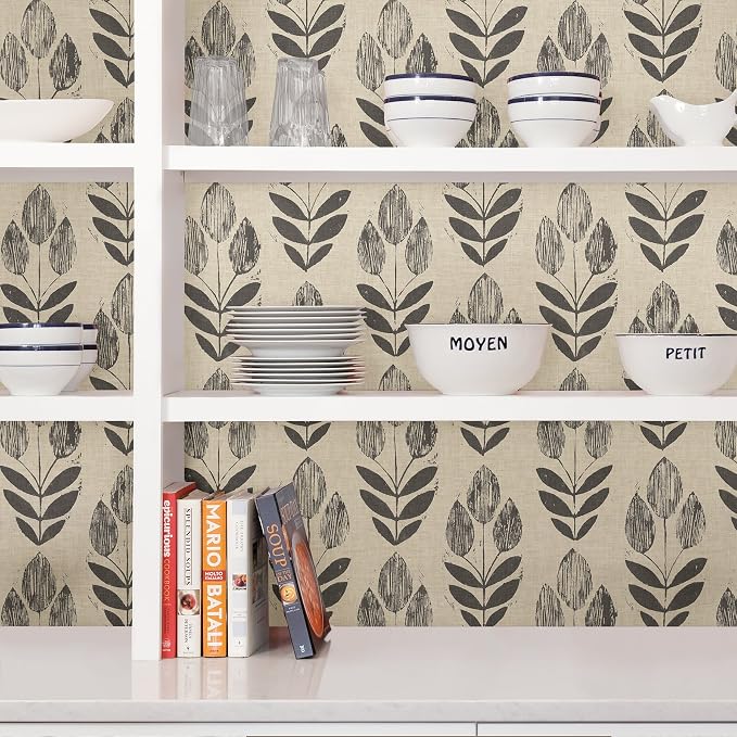 NuWallpaper Folk Tulip Peel and Stick Wallpaper, Textured Removable Wallpaper - Image 6