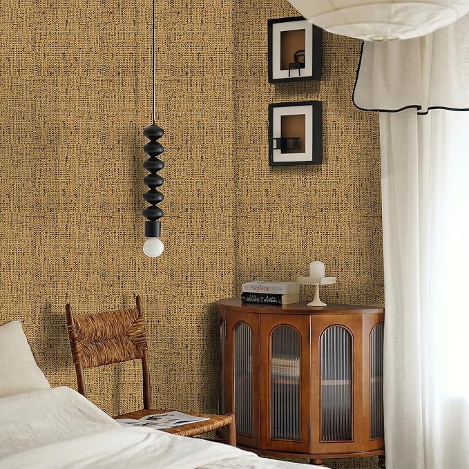 15.75"x787.4" Brown Grasscloth Wallpaper Peel and Stick Removable Textured Wall - Image 3