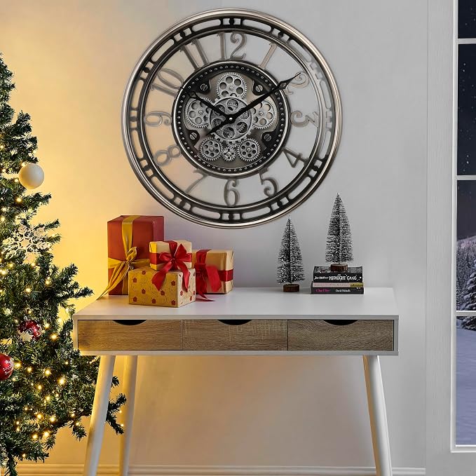 CLXEAST 21 Inch Large Moving Gear Wall Clock, Industrial Steampunk Decor - Image 7