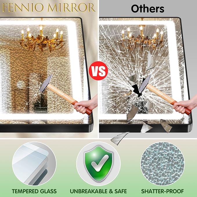 FENNIO Full Length Mirror with Lights, Wall Mounted Hanging Mirror with Lights - Image 6