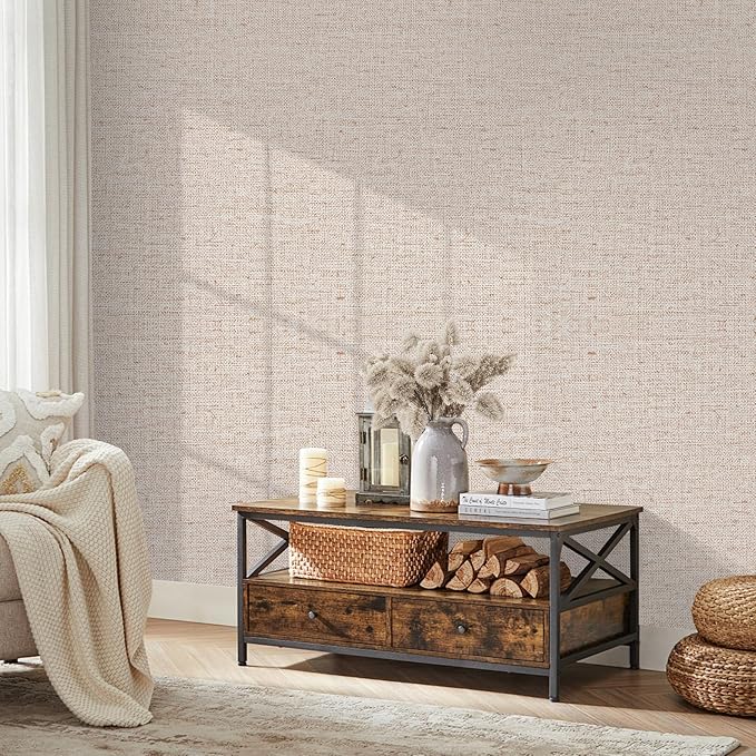 15.75"x590.6" Beige Grasscloth Wallpaper Peel and Stick Removable Textured Wall - Image 5
