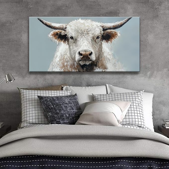 Wall Art Freedom Highland Cow Painting Wild Animal Cattle Canvas Art Wall Decor - Image 4