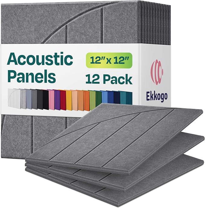 Acoustic Panels 12-Pack Soundproof Wall Panels 12"x12"x0.4" Decorative Sound by EkkogoAcousticPanels