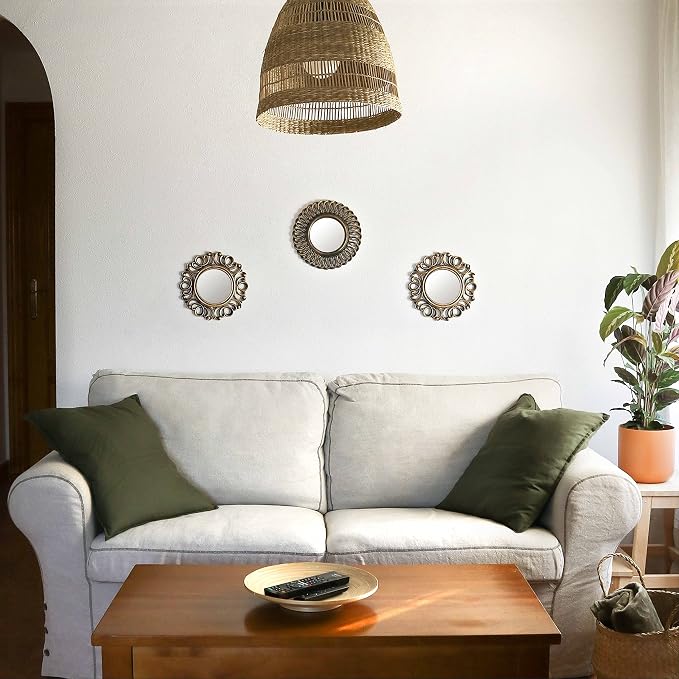 BONNYCO Wall Mirrors Pack of 3, Round Gold Mirrors - Image 5