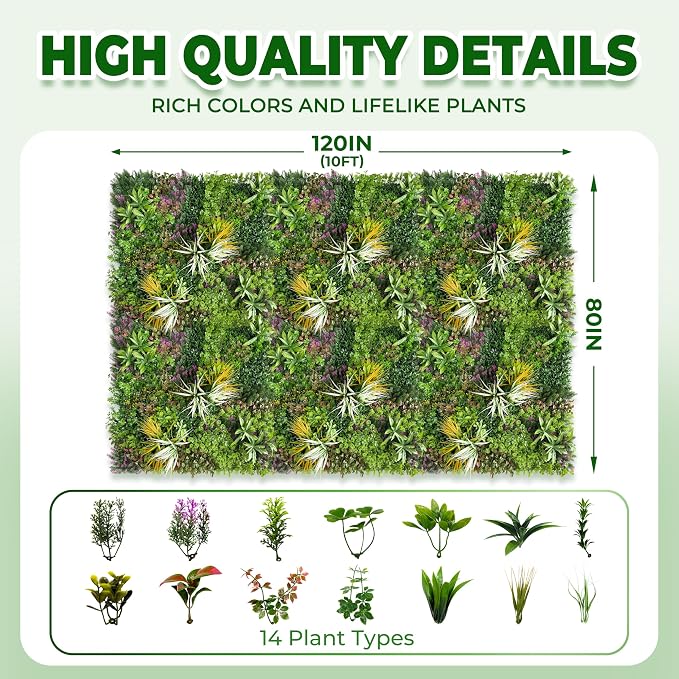 Artificial Grass Wall Roll Panels: 80''x120''Boxwood Hedge Panels, UV-Anti - Image 2