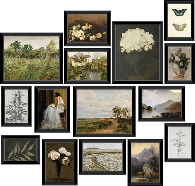 LANCHI95 Framed Vintage Wall Art Set of 15 – Gallery Wall Decor by LANCHI95
