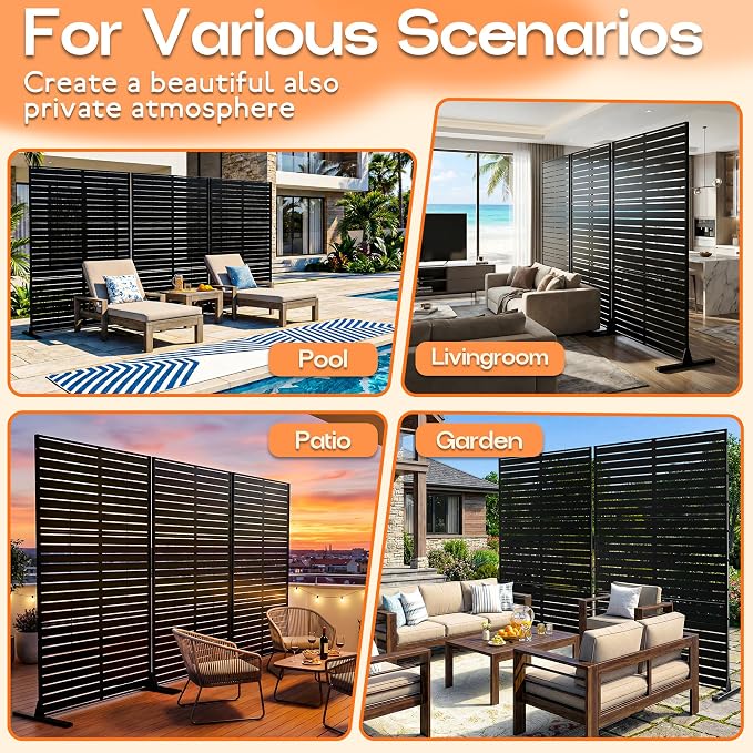 MTART Metal Privacy Screen 72" H x 47.2" Decorative Outdoor Privacy Screen - Image 7