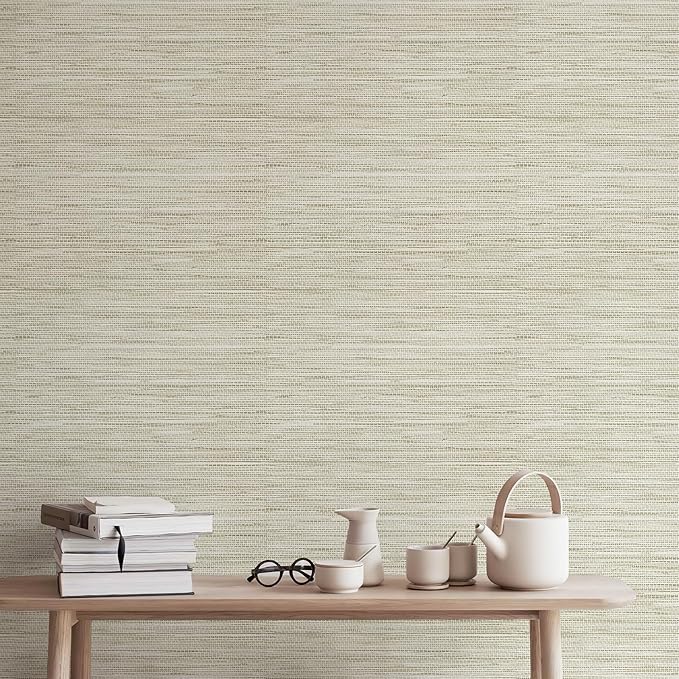 JiffDiff Grasscloth Wallpaper Peel and Stick Cream Grassweave Peel & Stick Wall - Image 7