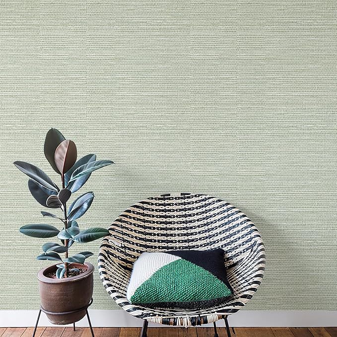 HueBurst Grasscloth Peel and Stick Wallpaper 17.3" x 60" Renter Friendly - Image 2