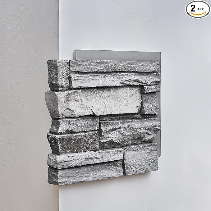 Fogstone Left-Hand Corner Panel Artisan Hand Painted 90-Degree Faux Stone Edging by Wallwell