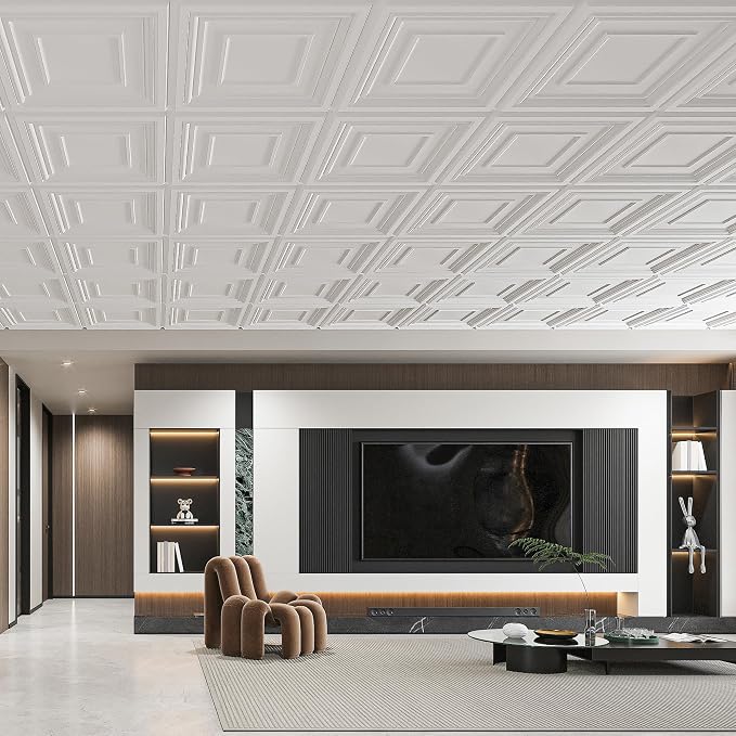 Art3d Drop Ceiling Tiles 24x24 Inch – Glue Up PVC Ceiling Tiles 2x2 Ft. - Image 7