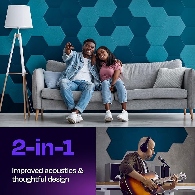 Acoustic Panels 12-Pack Soundproof Wall Panels 12"X10.4"X0.4" Sound Panels High - Image 2
