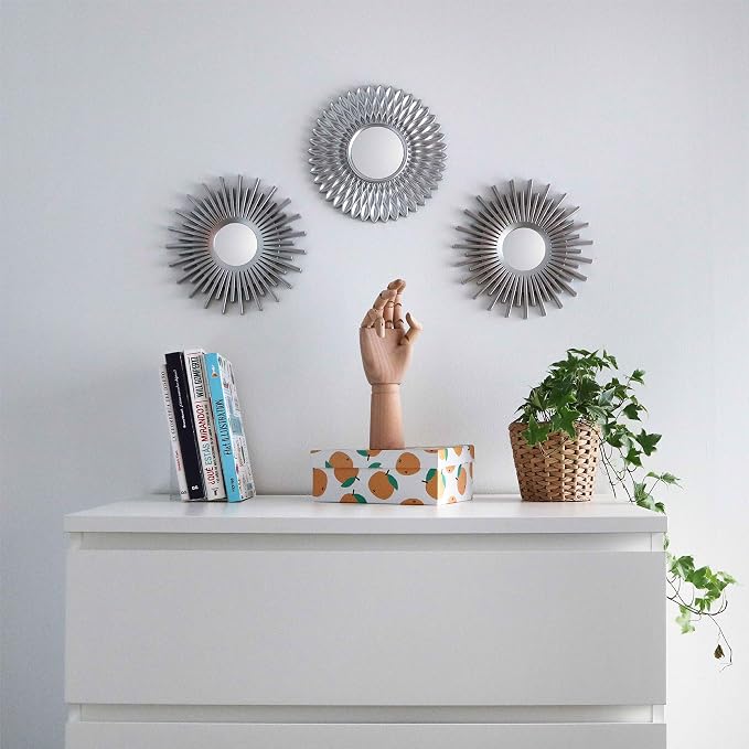BONNYCO Wall Mirrors Pack of 3 Round Silver Mirrors - Image 6