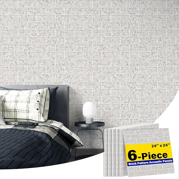 6-Pack Acoustic Panels, 6-Piece 24" X 24" High Density Sound Absorbing Panels by HushHues