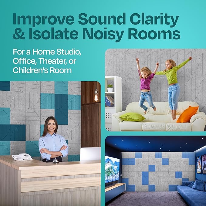 Acoustic Panels 12-Pack Soundproof Wall Panels 12"x12"x0.4" Decorative Sound - Image 7