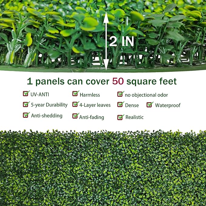 ODTORY Artificial Boxwood Roll Panels: 5FT X 10FT UV-Anti Artificial Ivy - Image 3