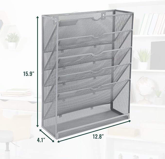 EASEPRES 6 Tier Mesh Hanging Wall File Organizer, Desk Vertical Mail Paper - Image 2