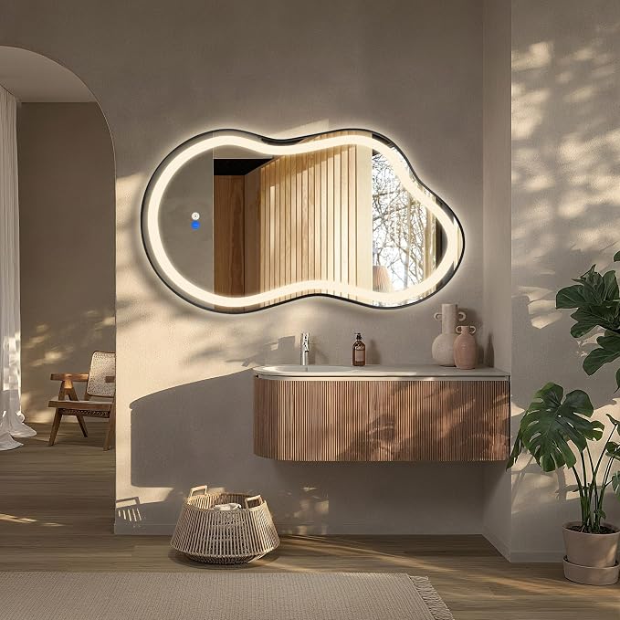 Dorlicecass Irregular Led Bathroom Mirror- Black 26"x46" Single Piece Vanity - Image 4