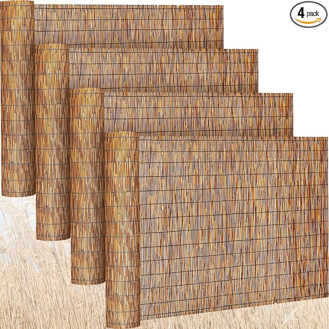 Barydat 4 Pcs 6 x 16.4 ft Reed Fence Roll, 85% Shade Bamboo Privacy Screen by home