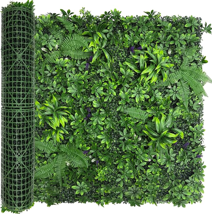 Artificial Green Boxwood Grass Wall Roll: 48"x128" UV Protected Ivy Privacy by DOPGIB