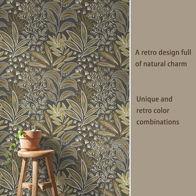 Safiyya Brown Vintage Floral Wallpaper Peel and Stick Contact Paper 17.3" x - Image 7