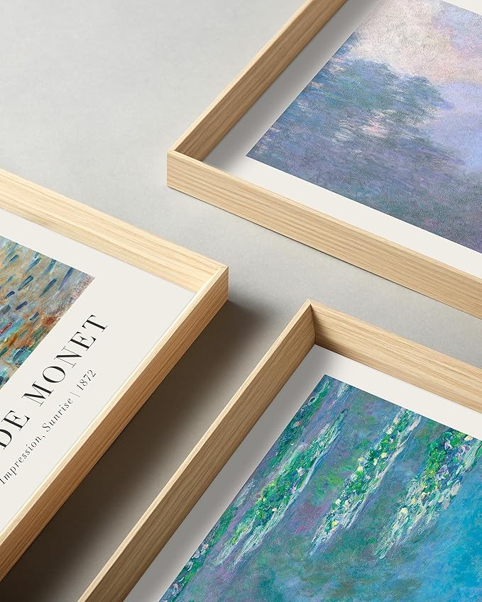 Framed Claude Monet Water Lilies Canvas Wall Art, Vintage Impressionist - Image 2