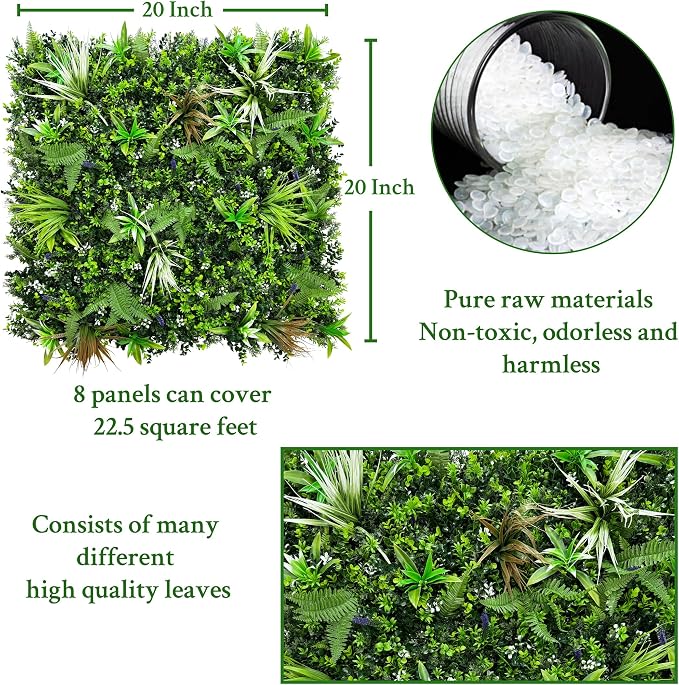 ODTORY Artificial Boxwood Topiary Hedges Panels: 20'' x 20'' 8P UV-Protected - Image 2
