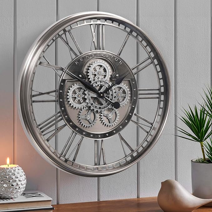 CLXEAST 28 Inch Original Real Moving Gear Wall Clock Roman Numerals, Oversized - Image 2