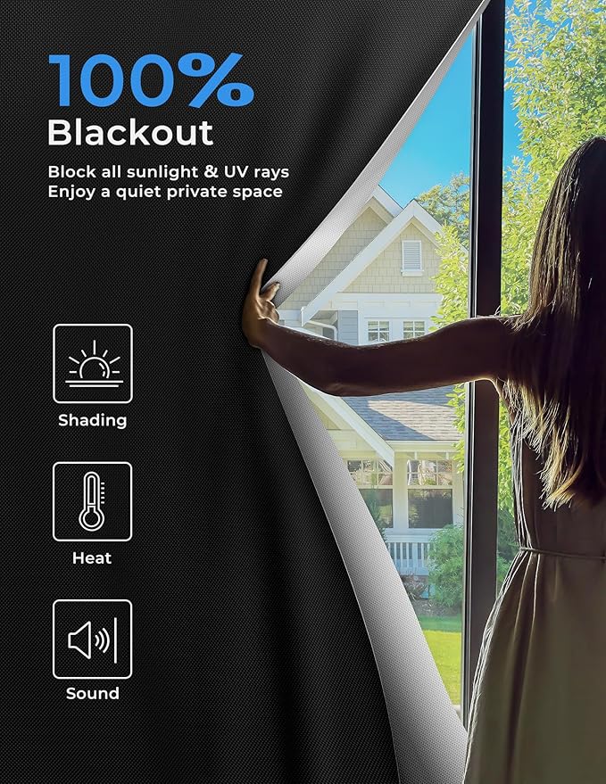Sumobaby Blackout Curtains Portable 48" Wx60 H, No Drill Blackout Shades - Image 2