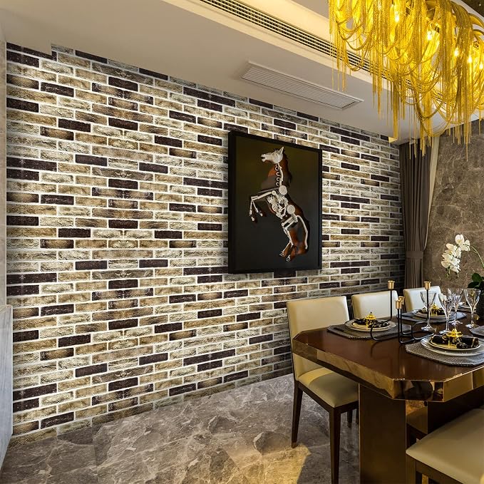 20-Pack 104 Sq.Ft 3D Wall Panels Peel and Stick 3D Faux Brick Wallpaper Peel - Image 3
