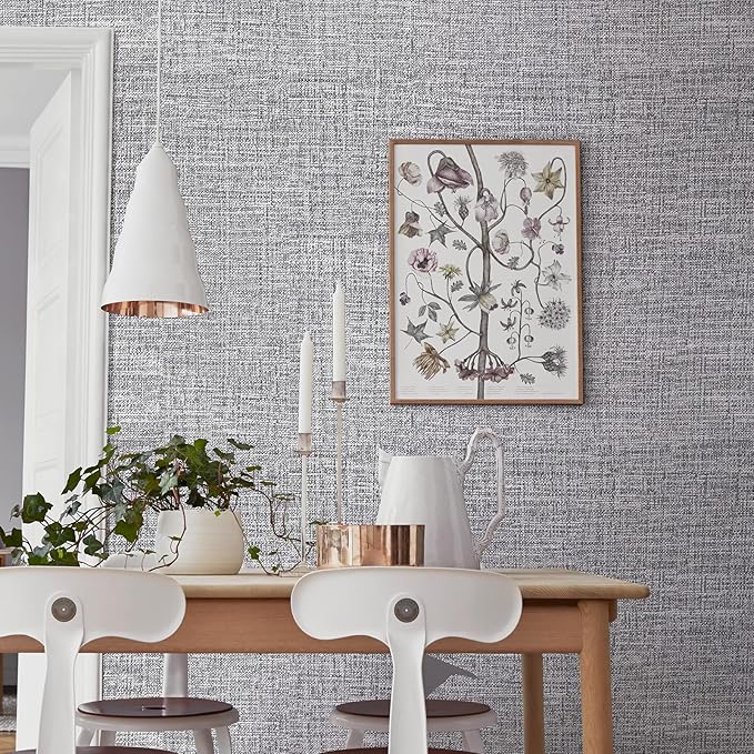 Grey Grasscloth Peel and Stick Wallpaper 17.3"x1200" Faux Linen Textured - Image 4