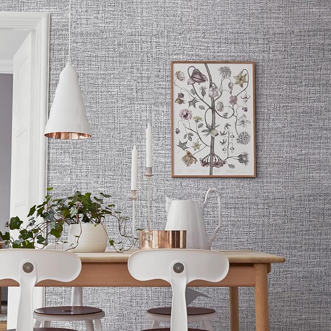 Grey Grasscloth Peel and Stick Wallpaper 17.3"x120" Faux Linen Textured Contact - Image 4