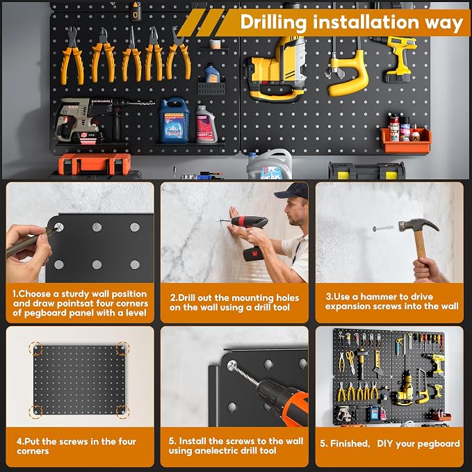 Peg Board, Includes 4 Pack Black Peg Board Panels - Image 5