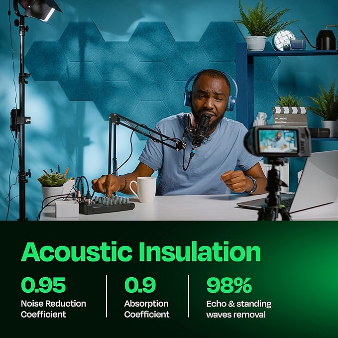 Acoustic Panels 12-Pack Soundproof Wall Panels 12"X10.4"X0.4" Sound Panels High - Image 3