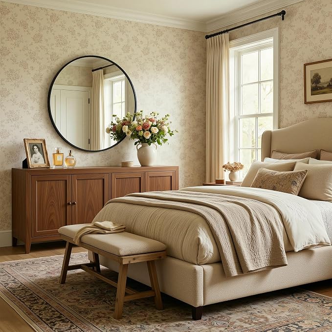 Antok 20 Inch Round Mirror for Wall, Round Bathroom Mirror, Circle Wall Mirrors - Image 4